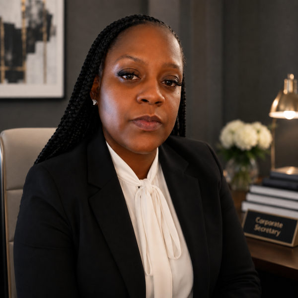 A professional woman in a corporate office setting